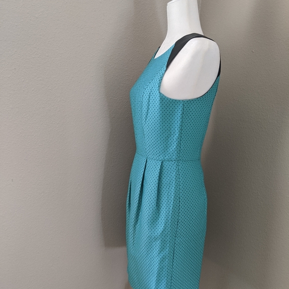 Kensie Teal w/ Pokadot Black Shoulder Small dress - Picture 4 of 15